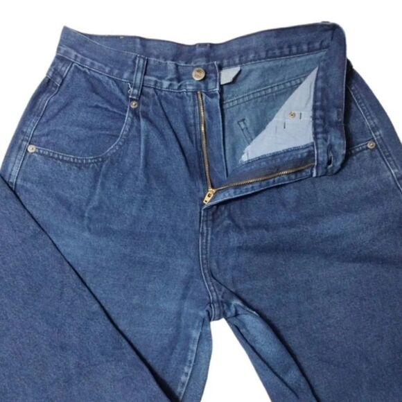 VTG 90s Dark Denim High Rise Tapered Mom Jeans Size 12P *Fits like 8/ Med - Picture 11 of 16